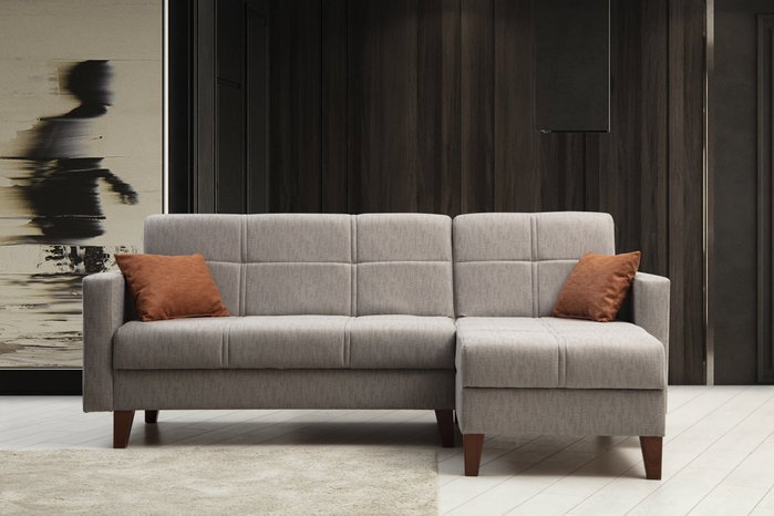 Atelier Del Sofa Polya - Sofá cama esquinero Gris claro